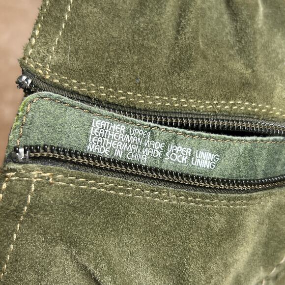 Earth Beaufort Wide Slouch Ankle Boots Olive Green Suede Leather Women's 7D Boho - Picture 9 of 12